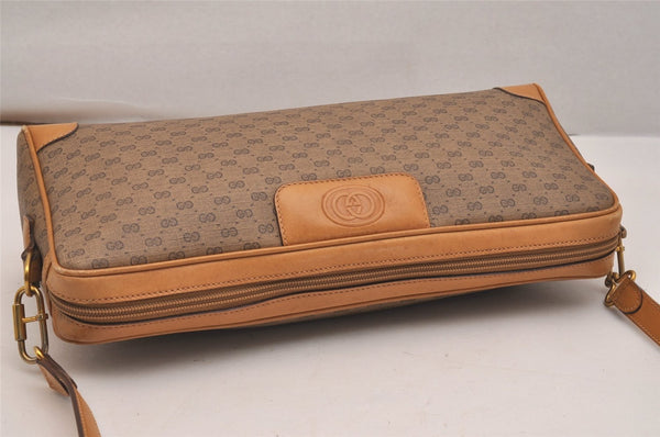 Authentic GUCCI Vintage Micro GG PVC Leather Shoulder Cross Body Bag Brown 6590J
