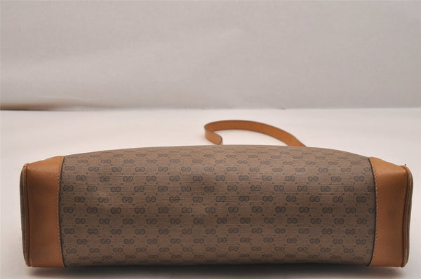 Authentic GUCCI Vintage Micro GG PVC Leather Shoulder Cross Body Bag Brown 6590J