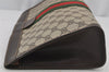 Authentic GUCCI Web Sherry Line Clutch Hand Bag Purse GG PVC Leather Brown 6591J