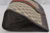 Authentic GUCCI Web Sherry Line Clutch Hand Bag Purse GG PVC Leather Brown 6591J