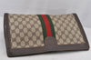 Authentic GUCCI Web Sherry Line Clutch Hand Bag Purse GG PVC Leather Brown 6591J