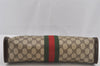 Authentic GUCCI Web Sherry Line Clutch Hand Bag Purse GG PVC Leather Brown 6591J
