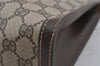 Authentic GUCCI Web Sherry Line Clutch Hand Bag Purse GG PVC Leather Brown 6591J