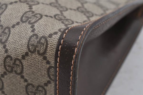 Authentic GUCCI Web Sherry Line Clutch Hand Bag Purse GG PVC Leather Brown 6591J