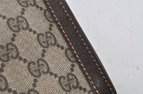 Authentic GUCCI Web Sherry Line Clutch Hand Bag Purse GG PVC Leather Brown 6591J