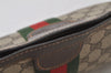 Authentic GUCCI Web Sherry Line Clutch Hand Bag Purse GG PVC Leather Brown 6591J