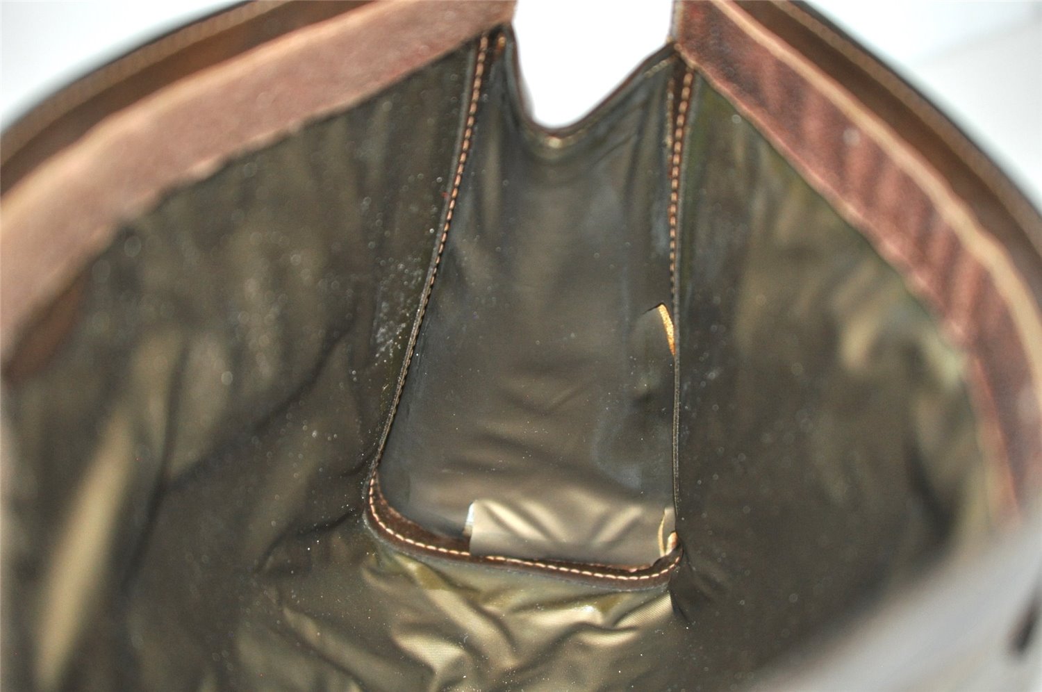 Authentic GUCCI Web Sherry Line Clutch Hand Bag Purse GG PVC Leather Brown 6591J