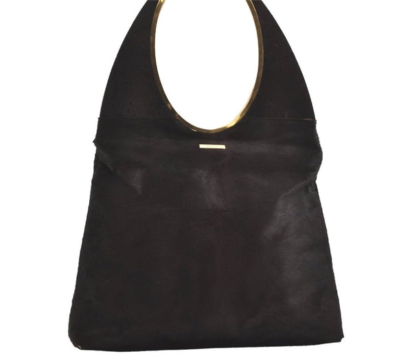 Authentic GUCCI Vintage Shoulder Bag Unborn Calf Leather Brown 6592J