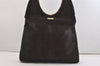 Authentic GUCCI Vintage Shoulder Bag Unborn Calf Leather Brown 6592J
