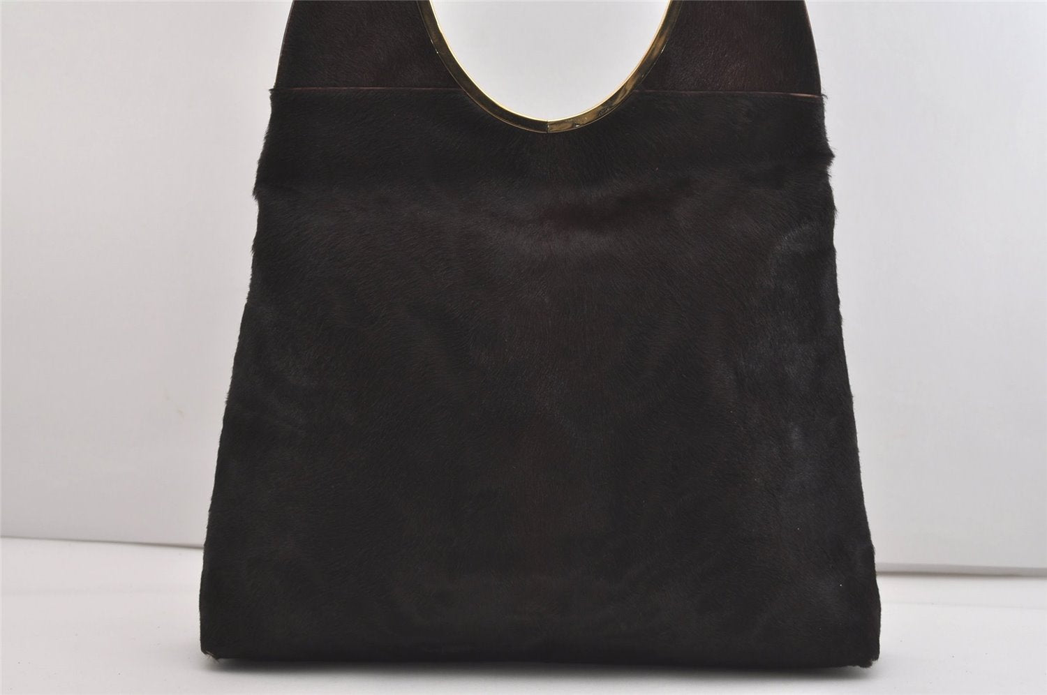 Authentic GUCCI Vintage Shoulder Bag Unborn Calf Leather Brown 6592J