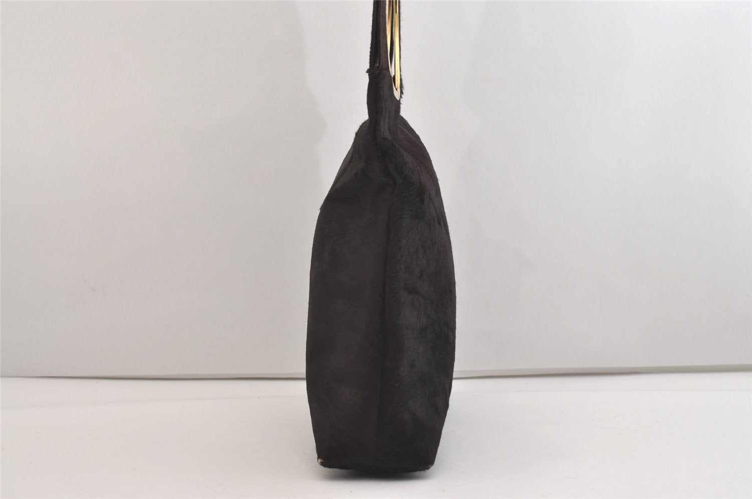 Authentic GUCCI Vintage Shoulder Bag Unborn Calf Leather Brown 6592J