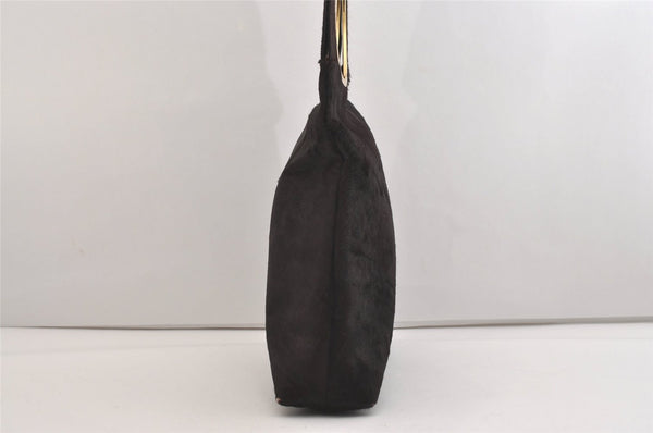 Authentic GUCCI Vintage Shoulder Bag Unborn Calf Leather Brown 6592J