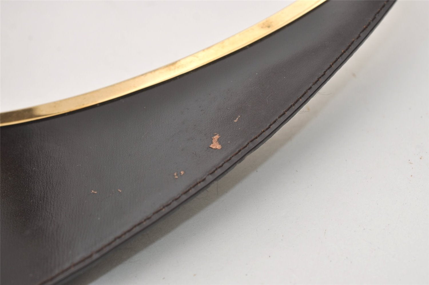 Authentic GUCCI Vintage Shoulder Bag Unborn Calf Leather Brown 6592J