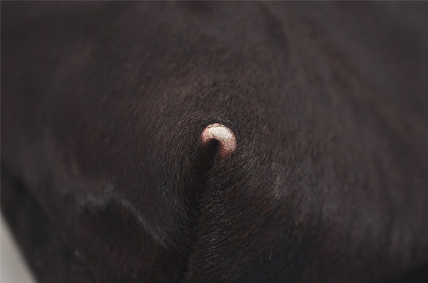 Authentic GUCCI Vintage Shoulder Bag Unborn Calf Leather Brown 6592J