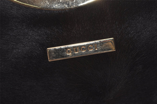 Authentic GUCCI Vintage Shoulder Bag Unborn Calf Leather Brown 6592J