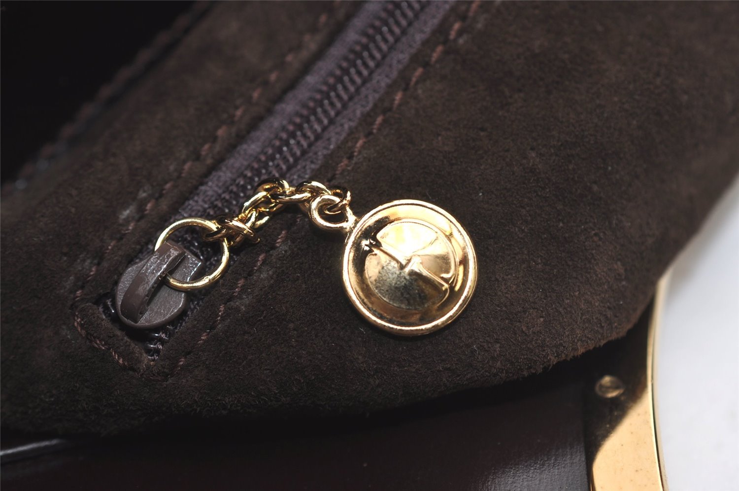 Authentic GUCCI Vintage Shoulder Bag Unborn Calf Leather Brown 6592J