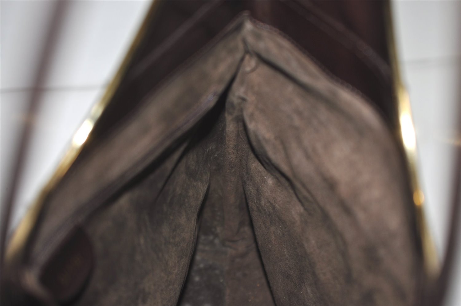 Authentic GUCCI Vintage Shoulder Bag Unborn Calf Leather Brown 6592J