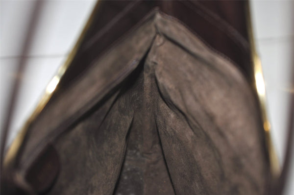 Authentic GUCCI Vintage Shoulder Bag Unborn Calf Leather Brown 6592J