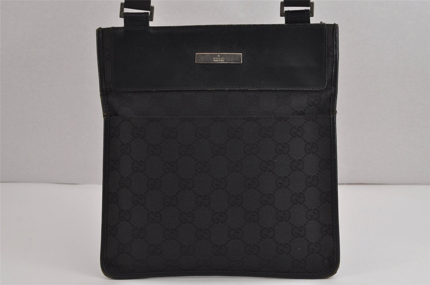 Authentic GUCCI Shoulder Cross Body Bag GG Canvas Leather 0190348 Black 6593J