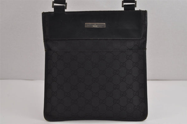 Authentic GUCCI Shoulder Cross Body Bag GG Canvas Leather 0190348 Black 6593J