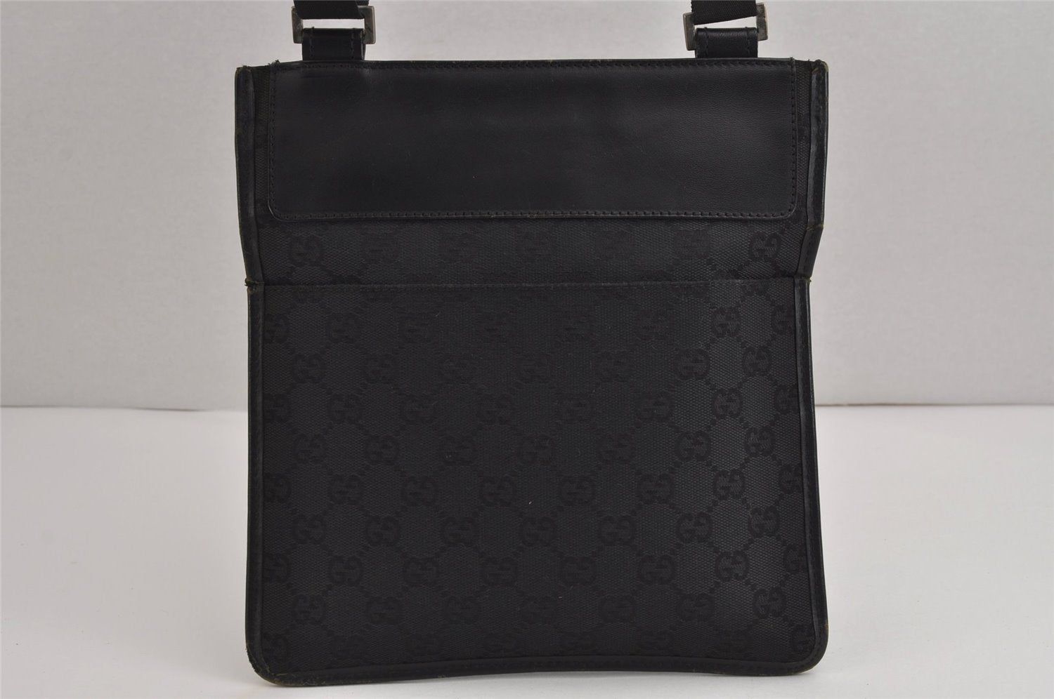 Authentic GUCCI Shoulder Cross Body Bag GG Canvas Leather 0190348 Black 6593J