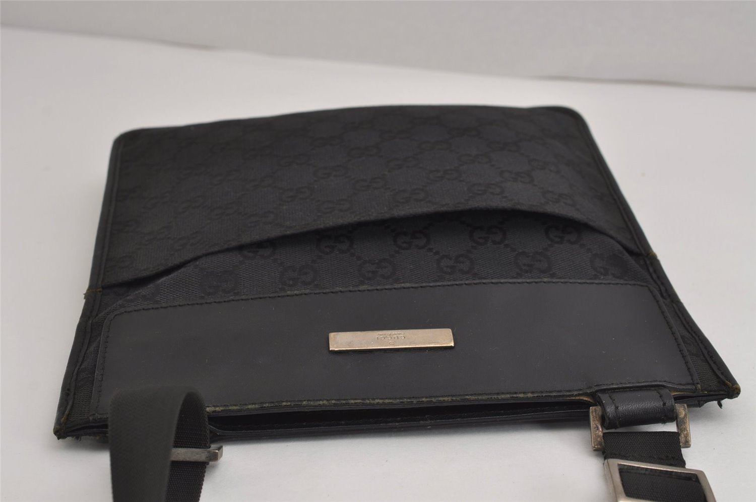 Authentic GUCCI Shoulder Cross Body Bag GG Canvas Leather 0190348 Black 6593J