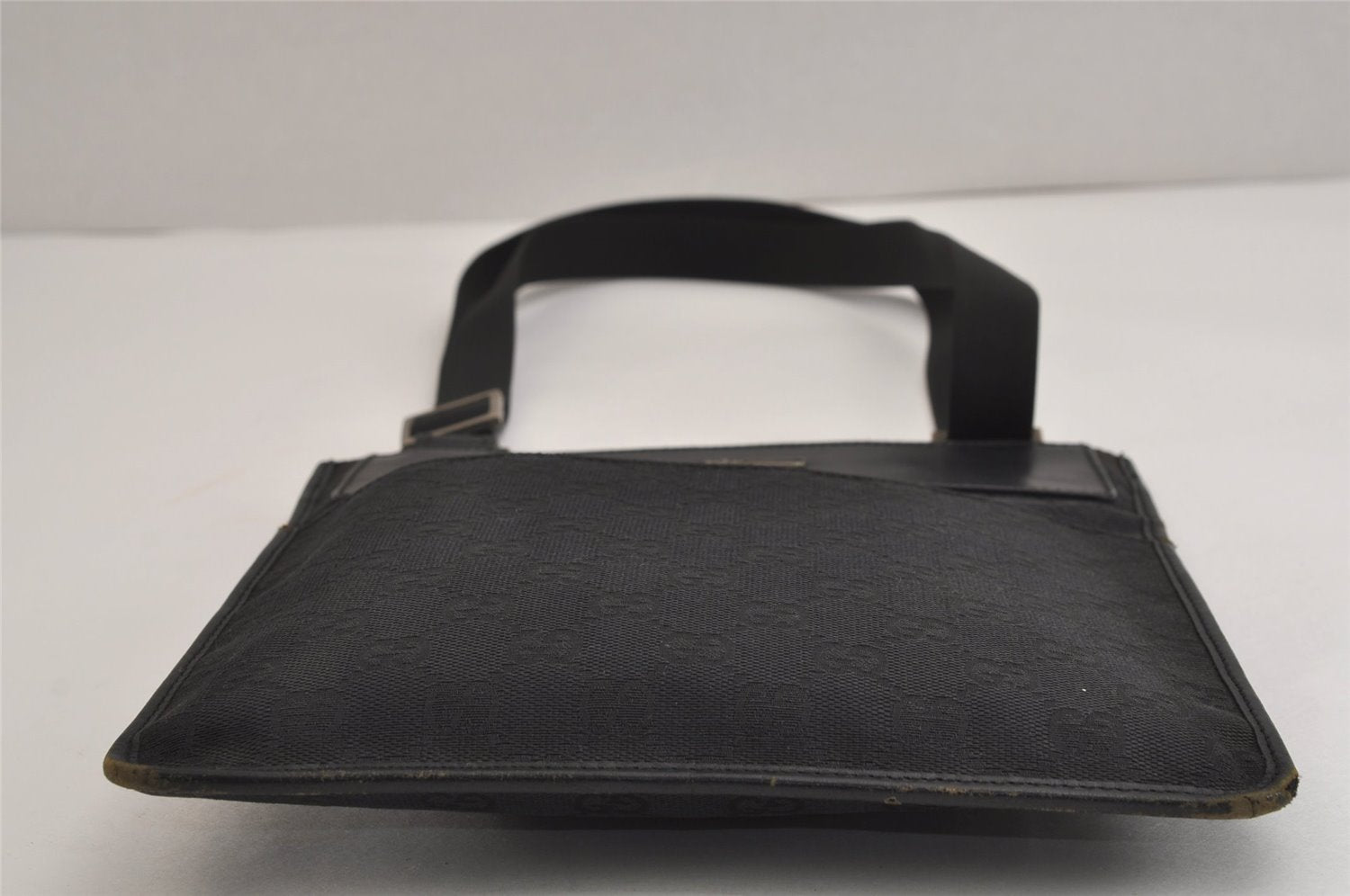 Authentic GUCCI Shoulder Cross Body Bag GG Canvas Leather 0190348 Black 6593J