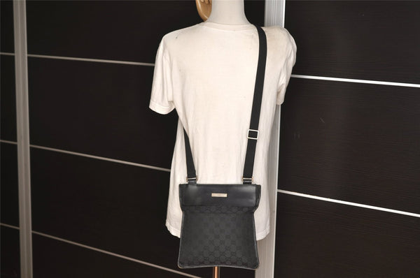 Authentic GUCCI Shoulder Cross Body Bag GG Canvas Leather 0190348 Black 6593J