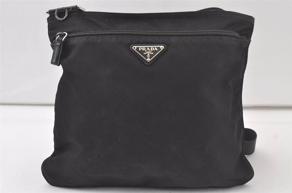 Authentic PRADA Nylon Tessuto Leather Shoulder Cross Body Bag Purse Black 6593K