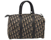 Authentic Christian Dior Trotter Hand Boston Bag Canvas Leather Blue 6594J