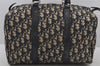 Authentic Christian Dior Trotter Hand Boston Bag Canvas Leather Blue 6594J