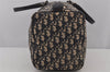 Authentic Christian Dior Trotter Hand Boston Bag Canvas Leather Blue 6594J