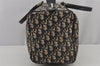 Authentic Christian Dior Trotter Hand Boston Bag Canvas Leather Blue 6594J