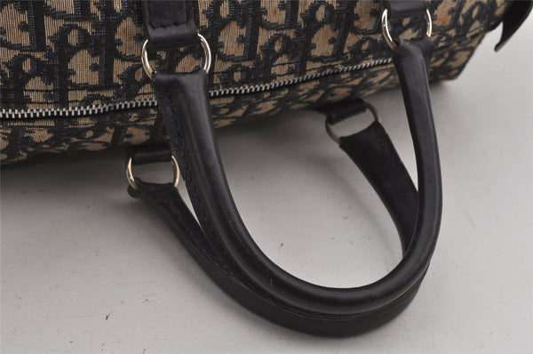 Authentic Christian Dior Trotter Hand Boston Bag Canvas Leather Blue 6594J