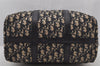 Authentic Christian Dior Trotter Hand Boston Bag Canvas Leather Blue 6594J