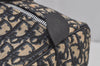 Authentic Christian Dior Trotter Hand Boston Bag Canvas Leather Blue 6594J