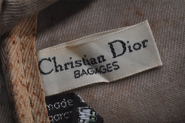 Authentic Christian Dior Trotter Hand Boston Bag Canvas Leather Blue 6594J