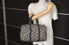 Authentic Christian Dior Trotter Hand Boston Bag Canvas Leather Blue 6594J