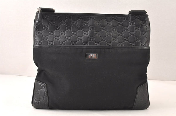 Authentic GUCCI Guccissima GG Nylon Leather Shoulder Bag 161822 Black 6595K