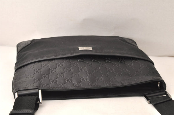 Authentic GUCCI Guccissima GG Nylon Leather Shoulder Bag 161822 Black 6595K