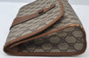 Authentic GUCCI Web Sherry Line Clutch Hand Bag Purse GG PVC Leather Brown 6596J