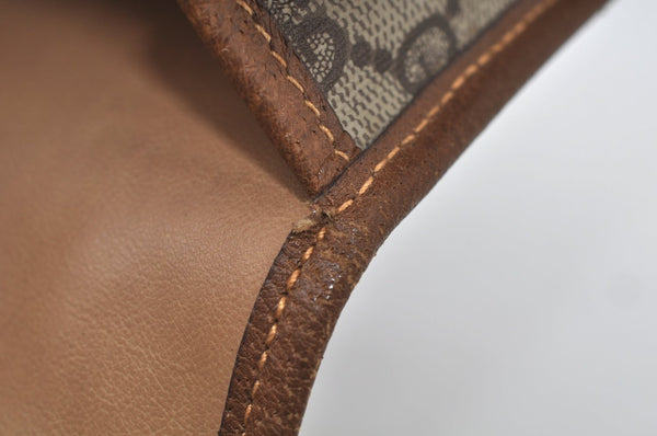 Authentic GUCCI Web Sherry Line Clutch Hand Bag Purse GG PVC Leather Brown 6596J