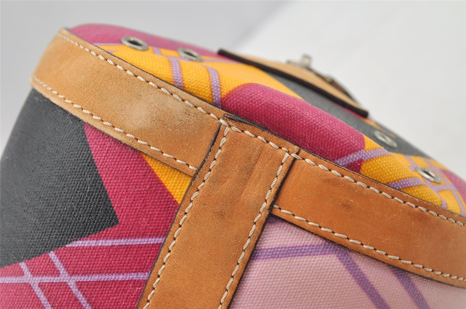 Authentic Christian Dior Shoulder Hand Bag Purse PVC Leather Multicolor CD 6600I