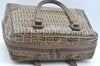 Authentic FENDI Vintage Zucchino Hand Boston Bag PVC Leather Brown 6600J