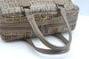 Authentic FENDI Vintage Zucchino Hand Boston Bag PVC Leather Brown 6600J