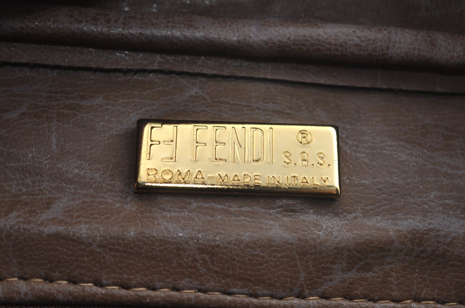 Authentic FENDI Vintage Zucchino Hand Boston Bag PVC Leather Brown 6600J