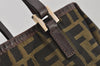 Authentic FENDI Vintage Zucca Shoulder Tote Bag Nylon Leather Brown 6601J