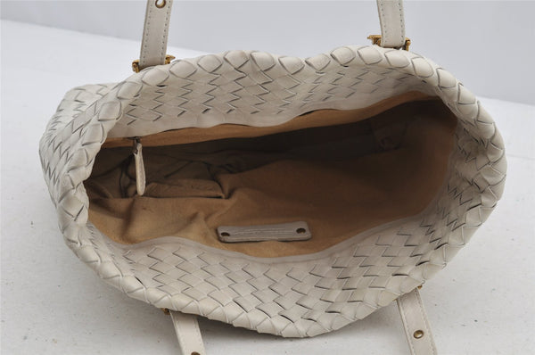 Authentic BOTTEGA VENETA Intrecciato Leather Shoulder Tote Bag Purse White 6602I