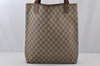 Authentic GUCCI Web Sherry Line Shoulder Tote Bag GG PVC Leather Brown 6604J