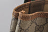 Authentic GUCCI Web Sherry Line Shoulder Tote Bag GG PVC Leather Brown 6604J